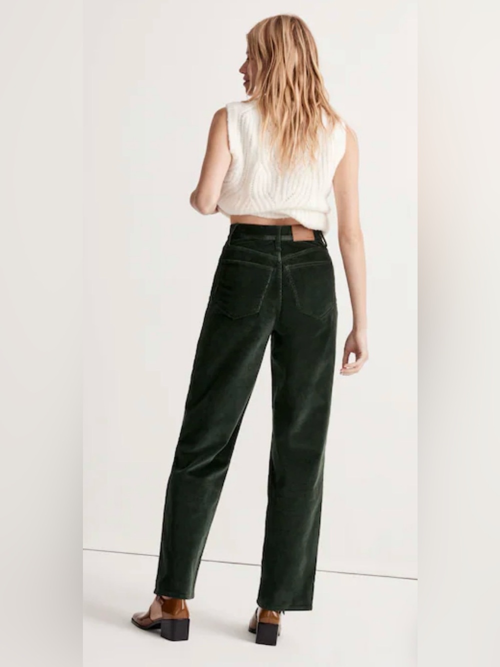 Madewell Perfect Vintage Wide Leg Corduroy Dark Green size 26 #1237 - Picture 3 of 8